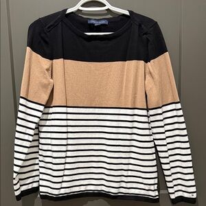 Tommy Hilfiger Black & Tan Striped Lightweight Sweater Top